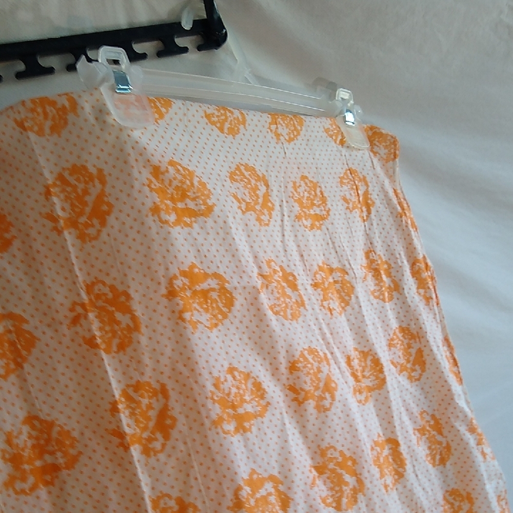 NWOT large 100% cotton scarf/wrap made in India - orange floral-dot unisex - Picture 5 of 8